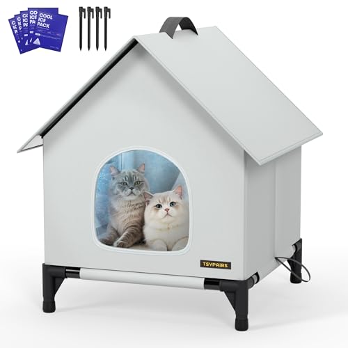Cat House Cats - Dog Outdoor Indoor Waterproof Insulated House Summer Cooling Cat with20 Ice Packs Ice Pack Double Insulation for Small/Medium Cats