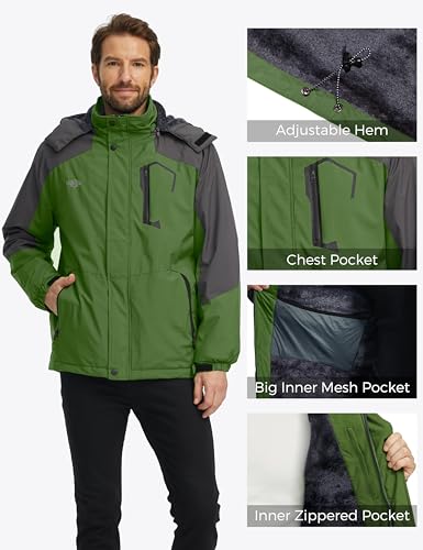 Image of Wantdo Men's Mountain Waterproof Ski Jacket Windproof Rain Jacket Winter Warm Hooded Coat