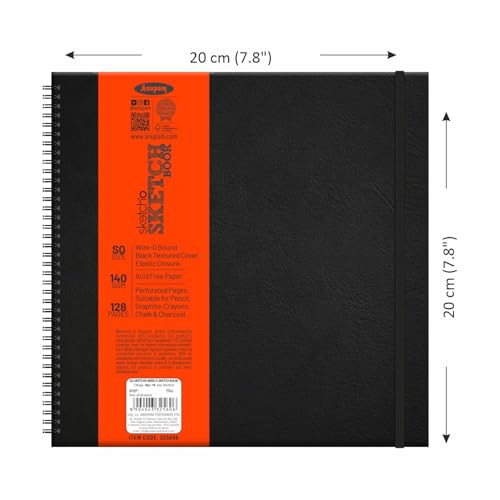 Image of Anupam SketchO Wiro Sketchbook Hardbound - Acid Free - 140 GSM - Square (20 x 20 cms)- 128 Pages