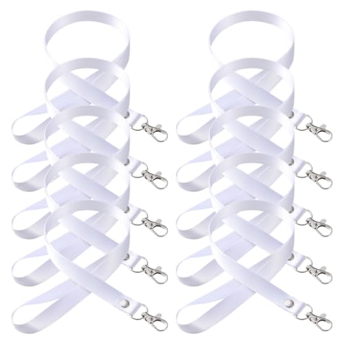 CULEO Portadocumentos, lanyard personalizado 10 unidades de cordones para identificación pasaporte hebilla de metal correa universal para el cuello cordón de trabajo y llavero (blanco)