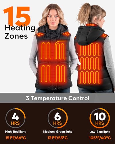 Image of Heated Vest for Women with 16000mAh Light Weight 15 Heating Zone Electric Heating Vest