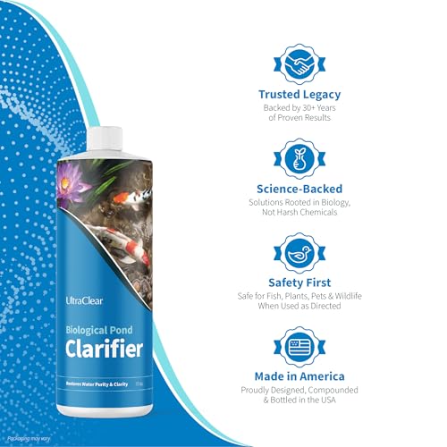 Image of Pond Clarifier for Outdoor Ponds - Treats up to 80,000 Gallons - Concentrated Live Beneficial Bacteria - - Clears Cloudy Pond Water - Safe for Fish, Plants, Pets and People