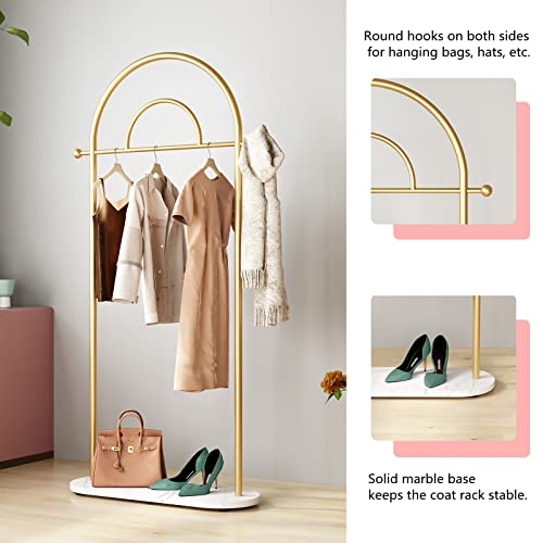 Gold Coat Rack Modern And Simple Coat Racks Marble Base Metal Bracket, For Entryway Hallway Office Or Bedroom Home Coat Hanger Stand, Coat Hanger Hat Hanger, Scarf Hanger, Jacket Hanger Golden #TOP4