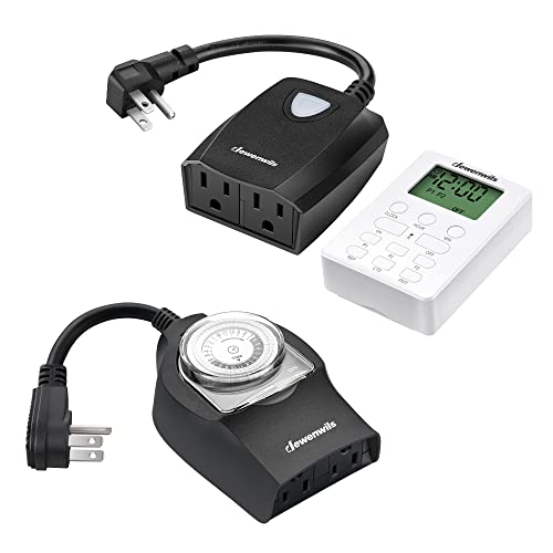 Dewenwils 24-Hour Plug In Mechanical Outlet Timer, Remote Control Outdoor Light Timer #TOP22