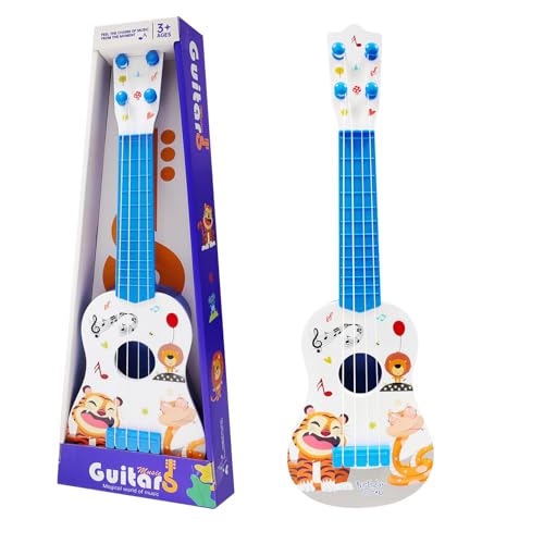 JurciCat Guitarra Niños 42cm Música Juguete 4 Cuerdas Ajustables Ukelele Guitarra de Juguete para Niños Pequeños Principiantes Niñas