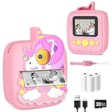 Kids Camera Instant Print, Christmas Birthday Gifts for Girls Age 3-8, 48MP &1080P Children Camera with Photo Paper, Portable Toy Instant Camera for Kids 3 4 5 6 7 8 9 10 Year Old Girls