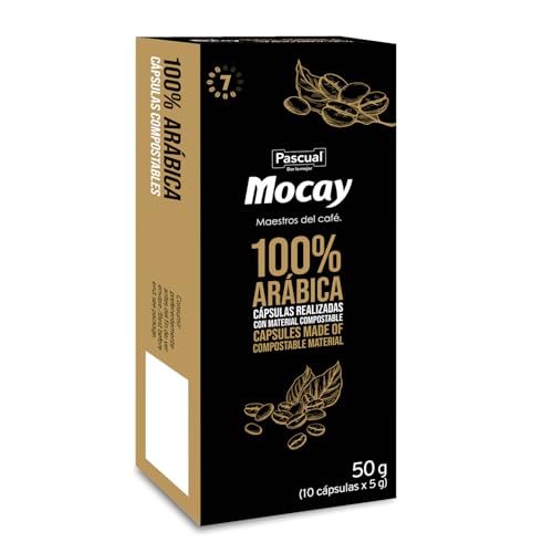 Mocay - Pack 10 Cápsulas de Café Compatibles con Máquinas Nespresso, Compostables. Paquete de 10 Cápsulas