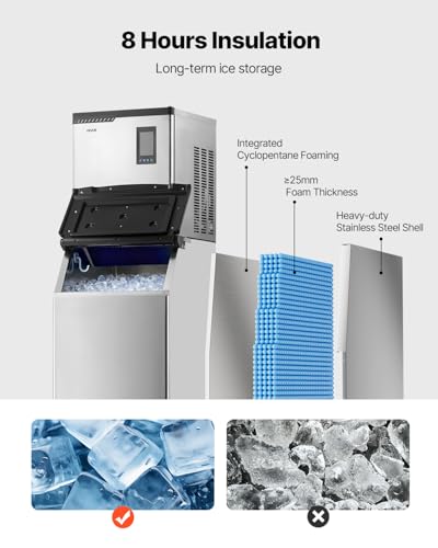 Image of VEVOR Commercial Ice Maker Machine, 300LBS /24H Ice-Making Machine, Ice Maker with 300LBS Stainless Steel Storage Bin, Auto Self-Cleaning, and Touchscreen, for Bar Cafe Restaurant Business
