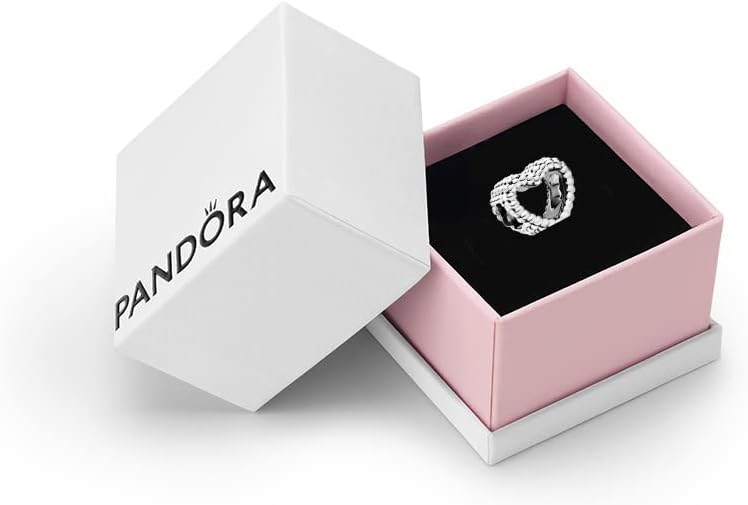 Pandora Signature Women's Sterling Silver Beaded Heart Bracelet Charm