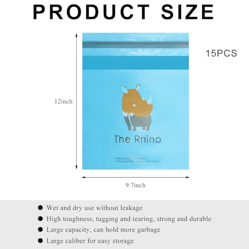 Image of 15 PCS Car Trash Bags, Easy Stick-On Disposable Car Garbage Bags Leak-Proof Vomit Bags, Waterproof Self Adhesive Cleaning Bags for Vehicles Bedrooms Offices, Car Accessories (Rhino)