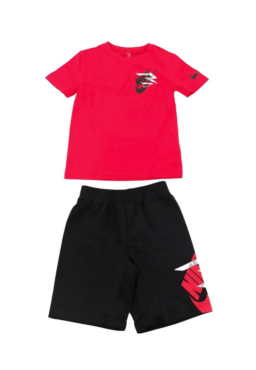NIKE 3Brand Completo T-Shirt e Shorts da Ragazzi Icon Duo Big Logo Rosso Codice 9Q0615-U10