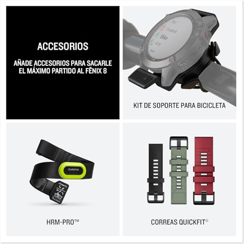 Miniatura 7 de Garmin F Nix 8-51mm - Reloj De Alto Rendimiento Gps Multideporte Con Pantalla Táctil Amoled, Linterna Led, Altavoz Y Micrófono Integrados, Mapas Y Hasta 29 Días De Autonomía, Negro