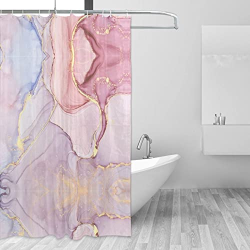 Rideau de douche imperméable violet marbré pour garder le sol sec et propre