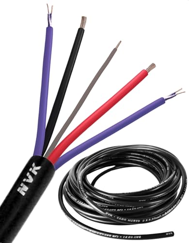 Kit Cabo Rack Móvel 5 Vias 20Metros Som Automotivo De 2 Vias De Rca Nvk Com Malha De Blindagem NVK