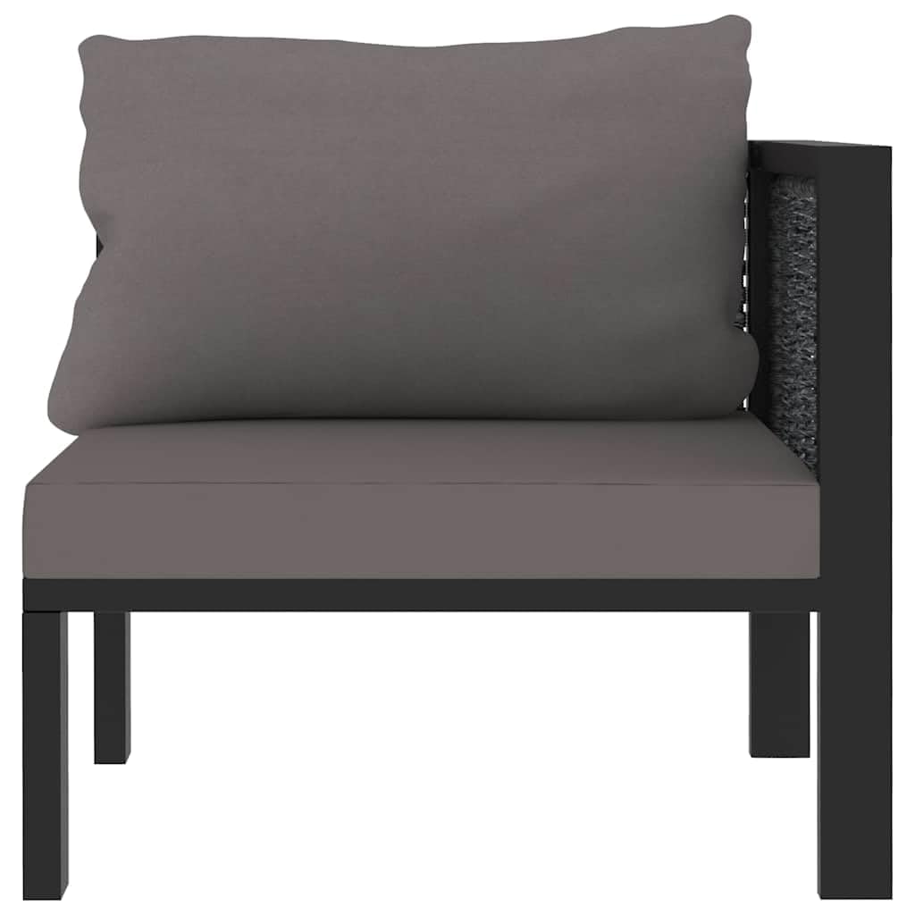 Divano lounge resistente alle intemperie per interni ed esterni, elemento angolare per divano modulare da esterni, in polyrattan, con cuscino confortevole e bracciolo sinistro in antracite