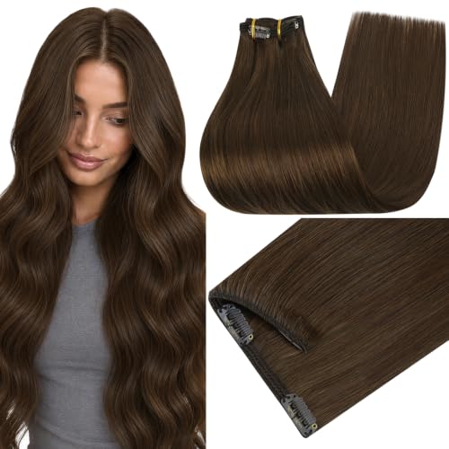 Full Shine Hair Extensions Clip ins, Rich Brown, 135g 16 Inch 7 Pcs
