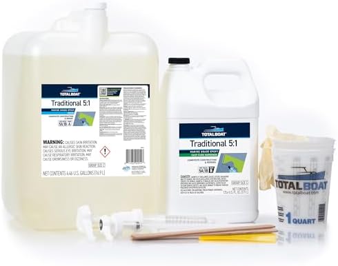 TotalBoat 5:1 Marine Epoxy Resin Kit for Bonding, Filleting, Coating, and Laminating - Use for Fiberglass, Wood, Carbon Fiber, Boat Building, Repairs, Woodworking (4.5 Gallon, Fast Hardener, Pumps)