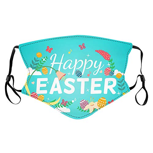 ADOSSAC 1 Pièces Easter Face Scarf Adulte 100% Coton Ajustable Bandana de Visage Visage_Masque Unisexe Adulte Lavable Anti-poussière et Respirant Pliants_Masque