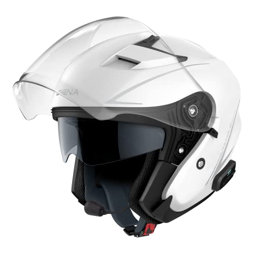 Sena Outstar S Smart Jethelm mit integrierter Bluetooth Intercom & Smartphone Konnektivität (Weiß, XL)