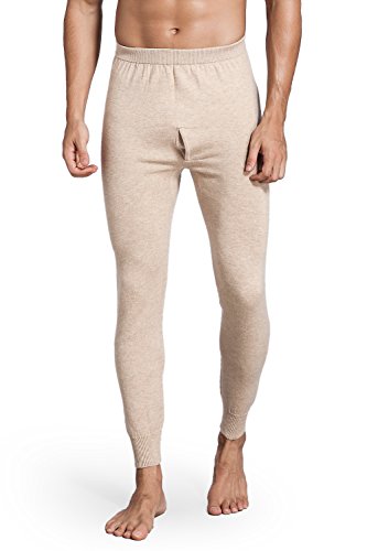 Zhili Men's Long-Underwear Pants in Organic Merino Wool(Beige_XL)