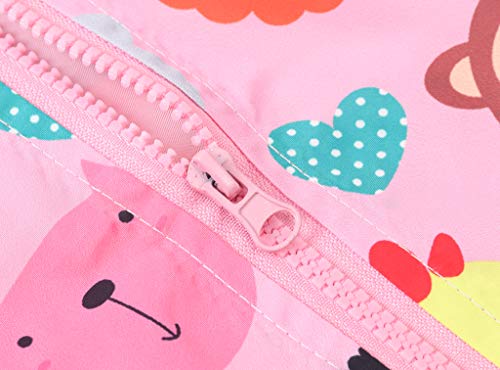 Image of TUIJI Toddler Boys Girls Cartoon Print Zip Jacket Hooded Trench Lightweight Kids Coats Windbreaker Casual Outerwear