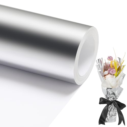 Recopilación de Papel metálico de esta semana. 39 Rollo de papel de regalo metálico plateado, rollo de papel de metal de 17 x 49 pies, para envolver regalos, papel de color sólido para Navidad, cumpleaños, boda, baby shower...