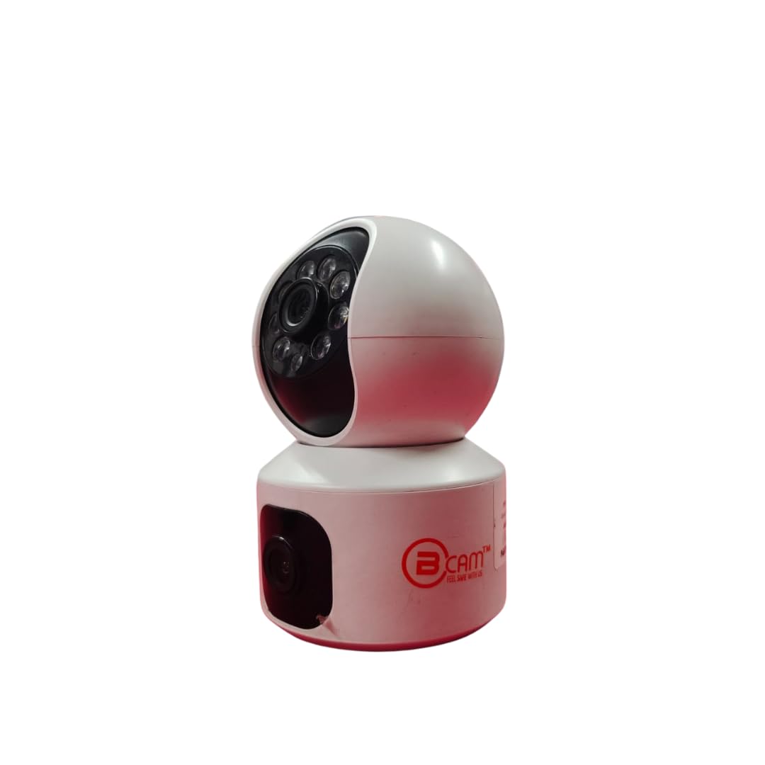 BE-CAM Smart Dual Lens 3 MP WiFi Camera, 355° Rotatable, Up to 128GB SD Card Support, Two-Way Audio, 24x7 Colour Vision, Motion Detection, 2.4 GHz
