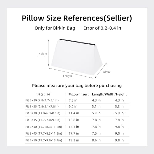 Image of DGAZ Purse Pillow Shaper Insert,Luxury Handbag Tote Shapers, Memory Foam- Fits Birkin 20 /25 /30 /35 /40 /45 /50 Bag(White,BK30 Sellier)