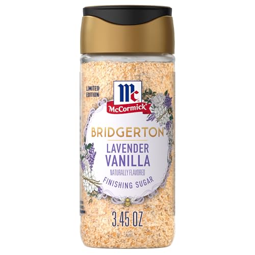 McCormick Bridgerton Finishing Sugar, Lavender Vanilla, Limited Edition, Floral Lavender Notes, Smooth Vanilla Flavor, For Cakes, Cocktails, Matcha Tea, and More, 3.45 oz