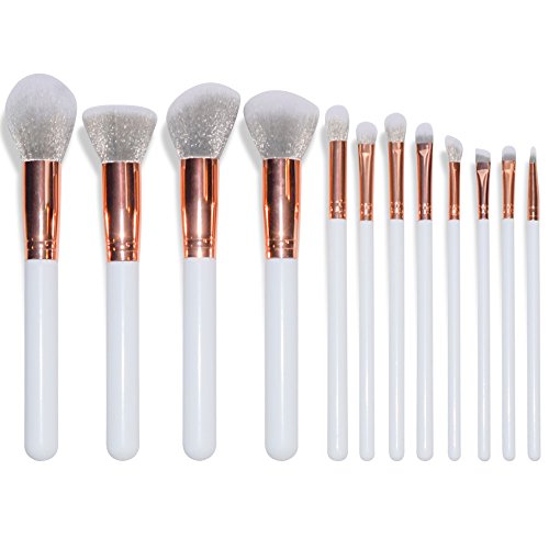12pcs Zhalya Full Makeup Brushes Set with Large Size Foundation Brush, Blending Face Powder, Blusher, Concealer, Eyeliner, Eyeshadow Brush, Comes with PU Leather Bag for Storage.