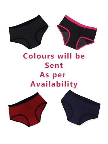 Image of DChica Essentials Cotton Period Panties with Anti Microbial Lining for Women's & Young Ladies, Light to Medium Flow Period Panty Briefs, Leak Proof, Easy to Wash, No Pad Required Menstrual Underwear