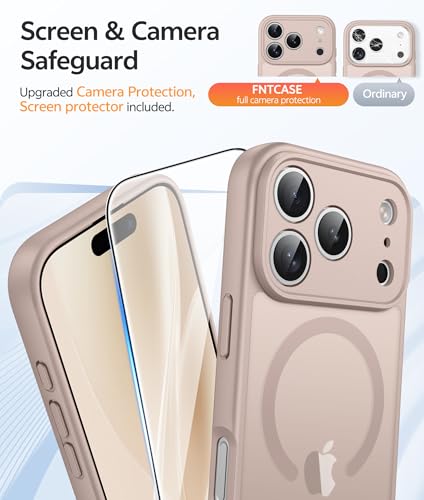 Image of FNTCASE for iPhone 17 Pro Max Case: [Compatible with Magsafe] Translucent Matte Cases with [Full Camera Protection] [Screen Protector] Military Grade Shockproof Protective Phone Cover - Desert Gold