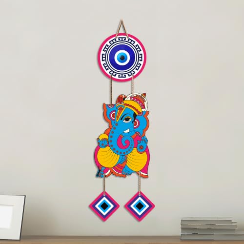 Image of Artvibes Shree Ganesha Evil Eye Nazar Battu Wall Hanging for Home Entrance | Spiritual Vastu Decor for Living Room Bedroom Office Temple | Positive Energy MDF Decorative Gift (WH 8558N)