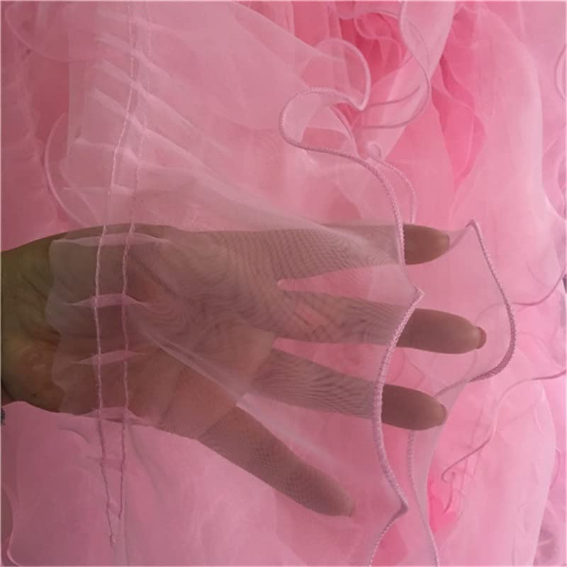 Koronkowe wykończenie, 14 cm, 1 jard, dwuwarstwowe, plisowane, tkanina organza, wykończenie falbany, koronkowe wykończenie 3D, obroża ślubna, akcesoria do szycia DIY (różowy, jednowarstwowy) (biały