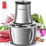Aigostar Mini Food Chopper 2 Speeds Food Processor - 1.8L Stainless Steel Bowl, 4 Bi-Level Blades Vegetable Chopper for Meat, Nuts, Onions, Garlic, Baby Food, 500W - Flor 01H95