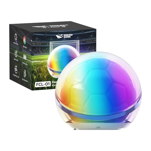 Smiling Shark FCL-01 Lampe de Nuit, Super Lumineuse 6 Modes RGB Mini Lumière de Fête Ultra-Compacte en Forme de Ballon de Football Portable Rechargeable...