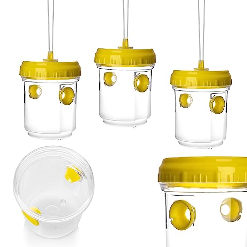 BigDean 3er Set Wespenfallen für draußen in Gelb 9x13cm - Lebend Fallen zum Aufhängen gegen Wespen, Bienen, Hornissen - Hornissenfalle Bienenfalle Fliegenfalle - für natürlichen Lockstoff