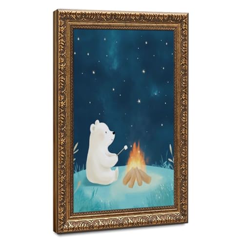 Ours polaire style aquarelle : décoration sur toile 61 x 91,4 cm pour chambre d'enfant