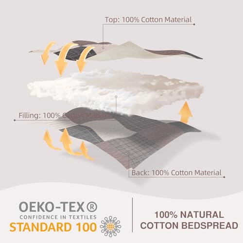 Image of EWlinens 100% Cotton 120 inchx120 inch Oversized King Bedspread - Farmhouse Extra Large Quilts King Size, All Season Patchwork Plaid Rustic Striped Quilt Bedding Set, 3pcs, Chocolate Malt /Brown /Black /Beige