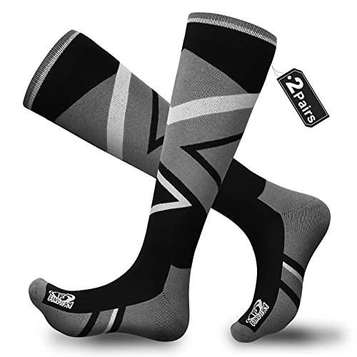 Findway Calcetines de Esquí, 2 Pares Calcetines Térmicos de Esquí para Mujeres Hombres 85% Algodón Calcetines Largos de Invierno Suaves Transpirables para Esquí Patinaje Snowboarding Cover