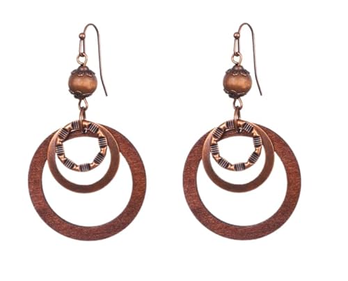 Boho Wooden Earrings For Women, Dangle Drop Earrings, Lightweight Geometric