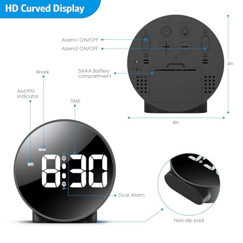 Image of Digital Alarm Clock Multifunctional Electronic Alarm Clock Student Bedside Night Light Smart Children Clock for Family Wake-Up Electronic Kitchen Gadget Cooking Timer for Home (Black)
