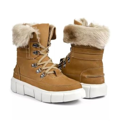 Bota Feminina de Inverno em Couro Forrada com Lã Impermeável - Bariloche (Camel, BR, Adulto, Numérico, 33)