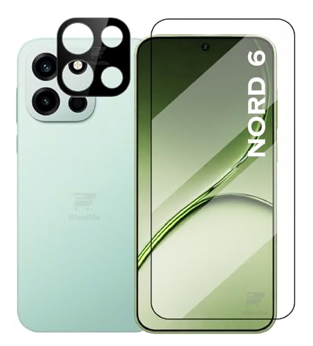 WonRia® [1+1 Tempered Glass Compatible with OnePlus Nord 6 5G with 3D Camera Glass Protector 9H Hardness Screen Guard Protector - (Pack of 2)