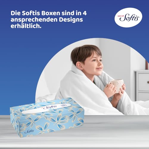 Softis Box 4-lagige Taschentücher – 10 Boxen Dermatologisch Getestete Hautverträglichkeit, Extrasanfte Taschentücher im Praktischen Spender, FSC-zertifiziert