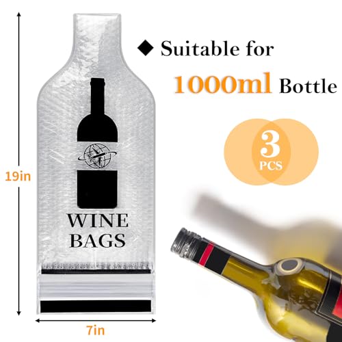 image for COIDEA Wine Bags for Travel, 3 Set Reusable Wine Bottle Travel Protect