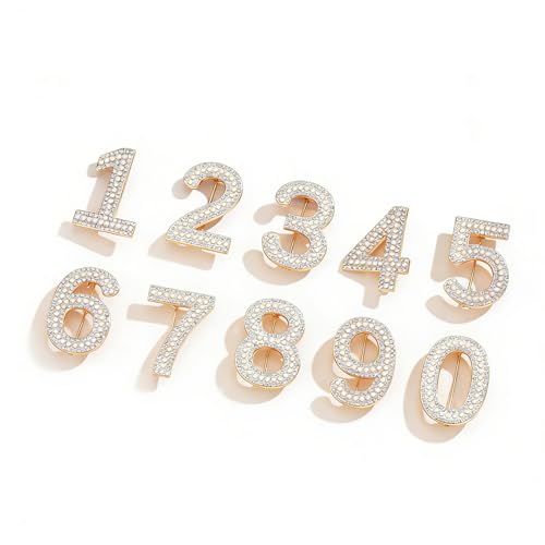 Broche chiffre strass scintillants et perles d'imitation - 2