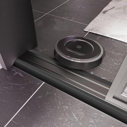 RANJIMA Übergangsprofil, Übergangprofil Selbstklebend, Überstreifen für Türschwellen Schwarz, Abschlussleiste Boden PVC-Bodenübergangsstreifen, Abdeckleisten für Fußböden, Türschwelle Zum Kleben 1m