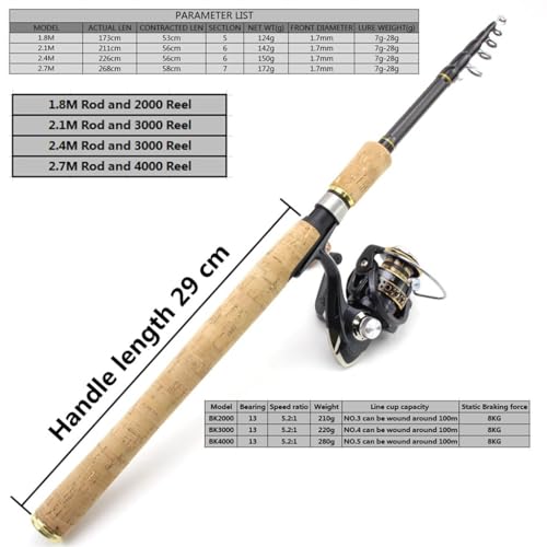Matériel de pêche combiné avec manche en bois noble et roue rotative - 4