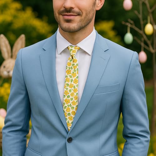 Image of Parquet Mens Floral Tie | Cotton Printed Skinny Necktie for Wedding | Spring & Summer